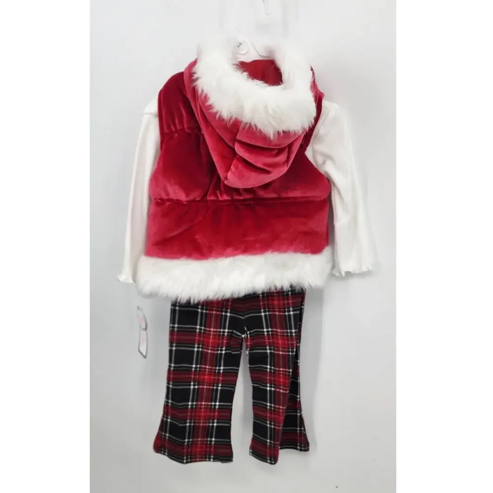 New NWT Little Lass Girls Holiday Set Vest 3- Piece Size 12 Months - Picture 2 of 6